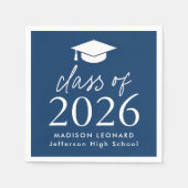 Modern Class of 2025 Script Navy Blue Afstuderen Servet (Voorkant)