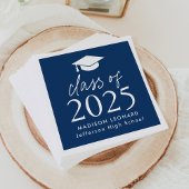 Modern Class of 2025 Script Navy Blue Afstuderen Servet
