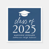 Modern Class of 2025 Script Navy Blue Afstuderen Servet (Voorkant)