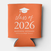 Modern Class of 2025 Script Oranje Afstuderen Blikjeskoeler (Voorkant)