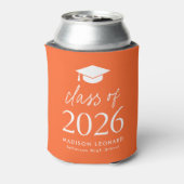 Modern Class of 2025 Script Oranje Afstuderen Blikjeskoeler (Blikje Achterkant)