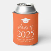 Modern Class of 2025 Script Oranje Afstuderen Blikjeskoeler (Blikje Achterkant)