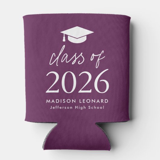 Modern Class of 2025 Script Paarse Afstuderen Blikjeskoeler (Achterkant)