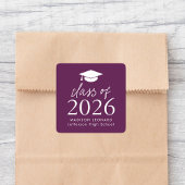 Modern Class of 2025 Script Paarse Afstuderen Vierkante Sticker