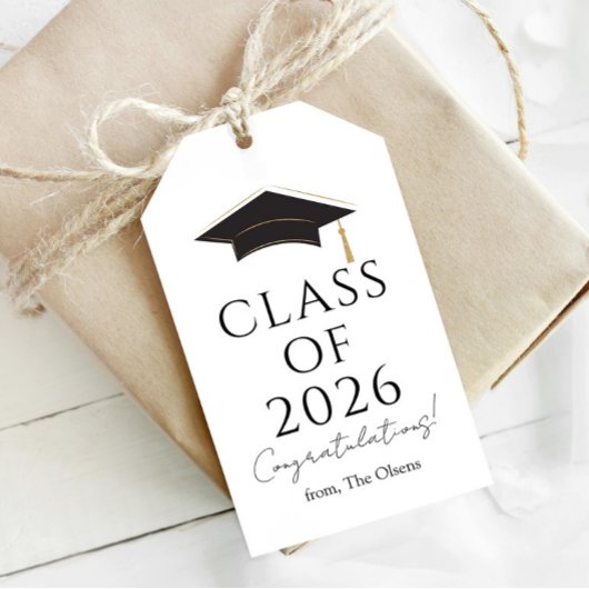 Modern Class of 2026 Gift Tag Cadeaulabel