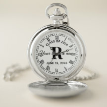 Modern Class of 2026 Graduation Pocket Watch 