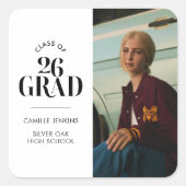 Modern Class of 2026 Graduation Square Sticker (Voorkant)