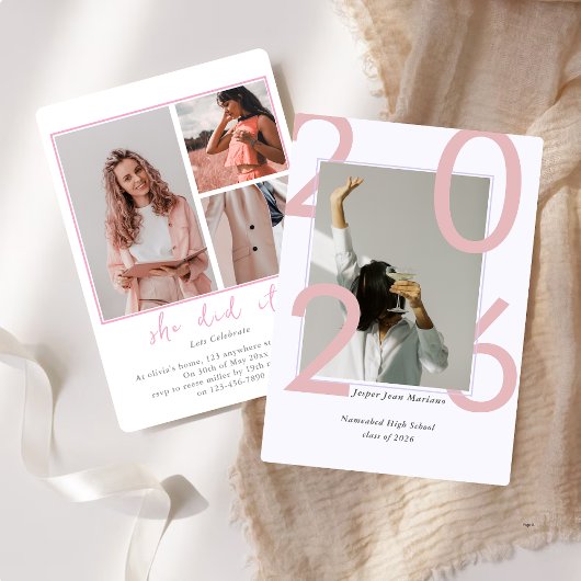 Modern Class of 2026 Photo Minimal Graduation  Kaart