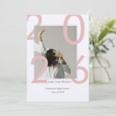 Modern Class of 2026 Photo Minimal Graduation  Kaart (Staand voorkant)