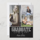 Modern Class of Add Four Photos Zwart Afstuderen Aankondiging (Voorkant)