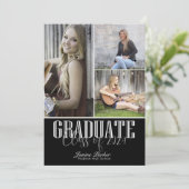 Modern Class of Add Four Photos Zwart Afstuderen Aankondiging (Staand voorkant)