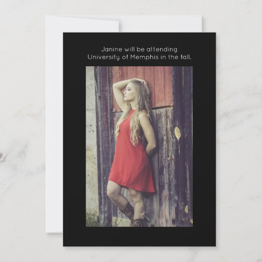 Modern Class of Add Four Photos Zwart Afstuderen Aankondiging (Achterkant)