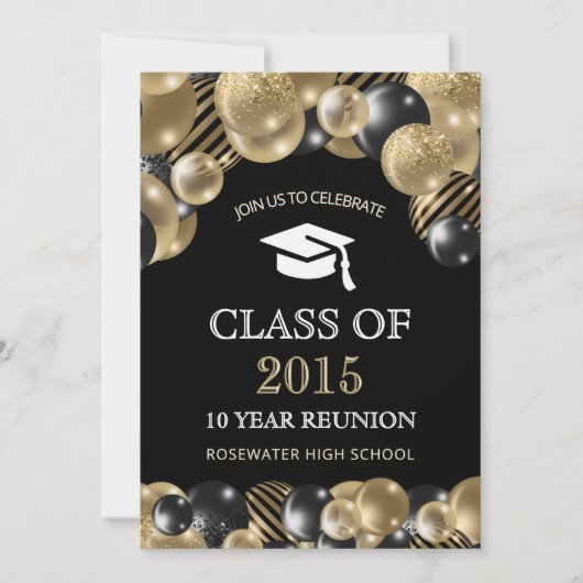 Modern Class Reunion Zwart Goud Kaart (Voorkant)