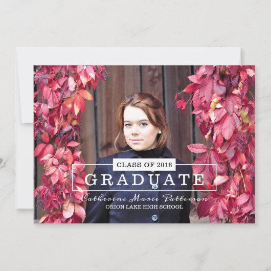 Modern Class Typografie Foto Afstuderen | Wit Kaart (Voorkant)