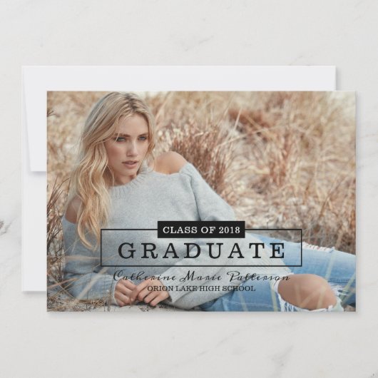 Modern Class Typography Photo Afstuderen | Zwart Kaart (Voorkant)