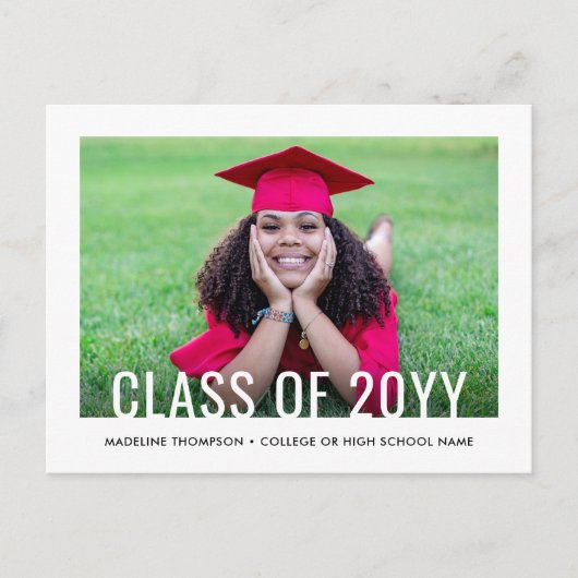 Modern Class Year & 2 Afstuderen Foto's Afstuderen Uitnodiging Briefkaart (Voorkant)