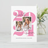 Modern Class Year 5 Foto Hot Pink Afstuderen Aankondiging (Staand voorkant)