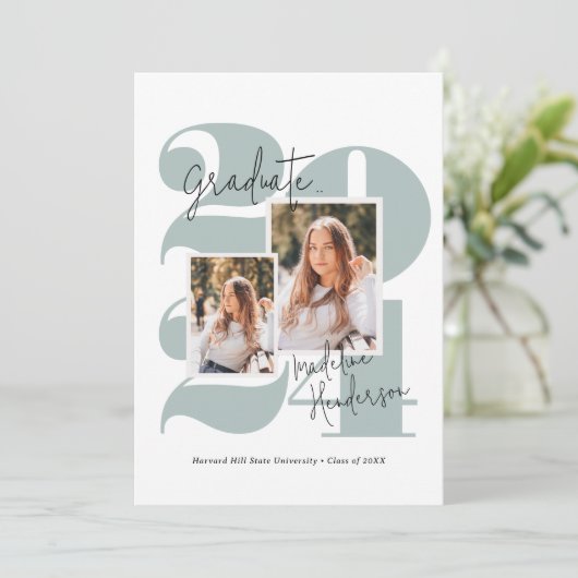 Modern Class Year 5 Foto Zee Afstuderen Aankondiging (Staand voorkant)