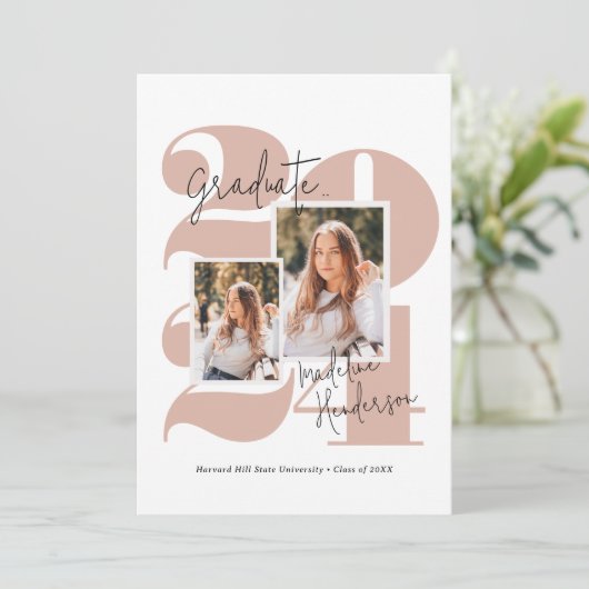 Modern Class Year 5 Fotocollage Afstuderen Aankondiging (Staand voorkant)