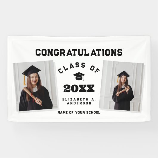 Modern Classic 2024 Afstuderen 2 foto Afstuderen Spandoek (Horizontaal)