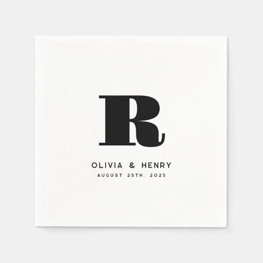 Modern Classic Achternaam Initiaal bruiloft Servet (Voorkant)