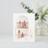 Modern Classic Arch Family Photo Christmas Feestdagenkaart (Staand voorkant)