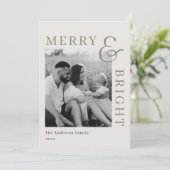 Modern Classic Beige Typography Two Sided Photo Feestdagenkaart (Staand voorkant)