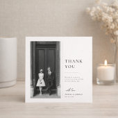 Modern Classic Black and White Wedding Photo Bedankkaart