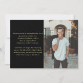 Modern Classic Black Gold Photo Afstuderen Aankondiging (Achterkant)