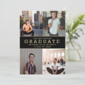 Modern Classic Black Gold Photo Afstuderen Kaart (Staand voorkant)