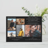 Modern Classic Black Photo Collage Afstuderen Kaart (Staand voorkant)