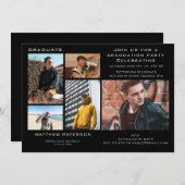 Modern Classic Black Photo Collage Afstuderen Kaart (Voorkant / Achterkant)