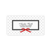 Modern Classic Black Polka Dot Red Ribbon Adres Etiket (Voorkant)