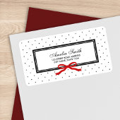 Modern Classic Black Polka Dot Red Ribbon Adres Etiket