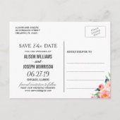Modern Classic Black Stripes Floral Save the Date Aankondigingskaart (Achterkant)