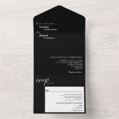 Modern Classic Black Wedding All In One Uitnodiging (Binnen)