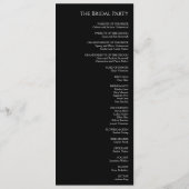 Modern Classic Black Wedding Flat Program Programmakaart (Achterkant)