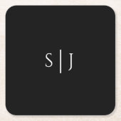 Modern Classic Black Wedding Monogram Kartonnen Onderzetters (Voorkant)