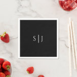 Modern Classic Black Wedding Monogram Napkin Servet<br><div class="desc">Deze moderne klassieke zwarte bruiloft monogram servet is perfect voor je elegante moderne bruiloft. Dit ontwerp is voorzien van witte eenvoudige kalligrafie die op een donkere zwarte achtergrond is geplaatst om te passen aan uw klassieke bruiloft of minimalistische boho bruiloft in de lente, zomer, herfst of winter. Geef ons alstublieft...</div>