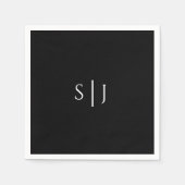 Modern Classic Black Wedding Monogram Napkin Servet (Voorkant)