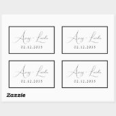 Modern Classic Black & White Border Script Wedding Rechthoekige Sticker (Vel)