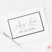 Modern Classic Black & White Border Script Wedding Rechthoekige Sticker (Envelop)