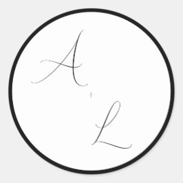 Modern Classic Black & White Border Script Wedding Ronde Sticker