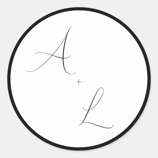 Modern Classic Black & White Border Script Wedding Ronde Sticker (Voorkant)