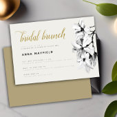 Modern Classic Black White Magnolia Bridal Brunch Kaart