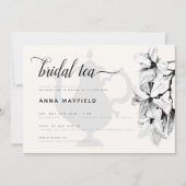 Modern Classic Black White Magnolia Bridal Tea Kaart (Voorkant)