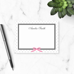 Modern Classic Black White Polka Pink Ribbon Post-it® Notes