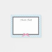 Modern Classic Blue Black Polka Dot Pink Ribbon Post-it® Notes (Voorkant)