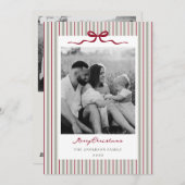 Modern Classic Bow and Stripes Two Sided Photo Feestdagenkaart (Voorkant / Achterkant)