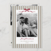 Modern Classic Bow and Stripes Two Sided Photo Feestdagenkaart (Voorkant / Achterkant)